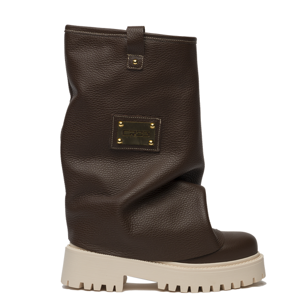 Leather Chunky Boots Brown