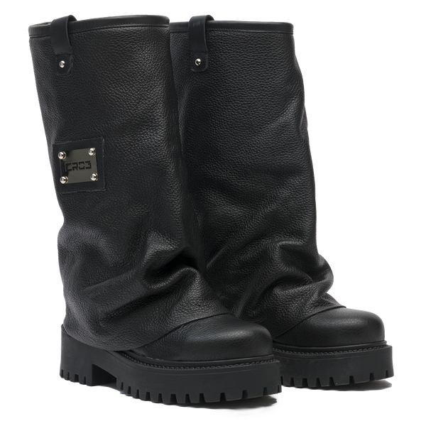 Leather Chunky Boots Black