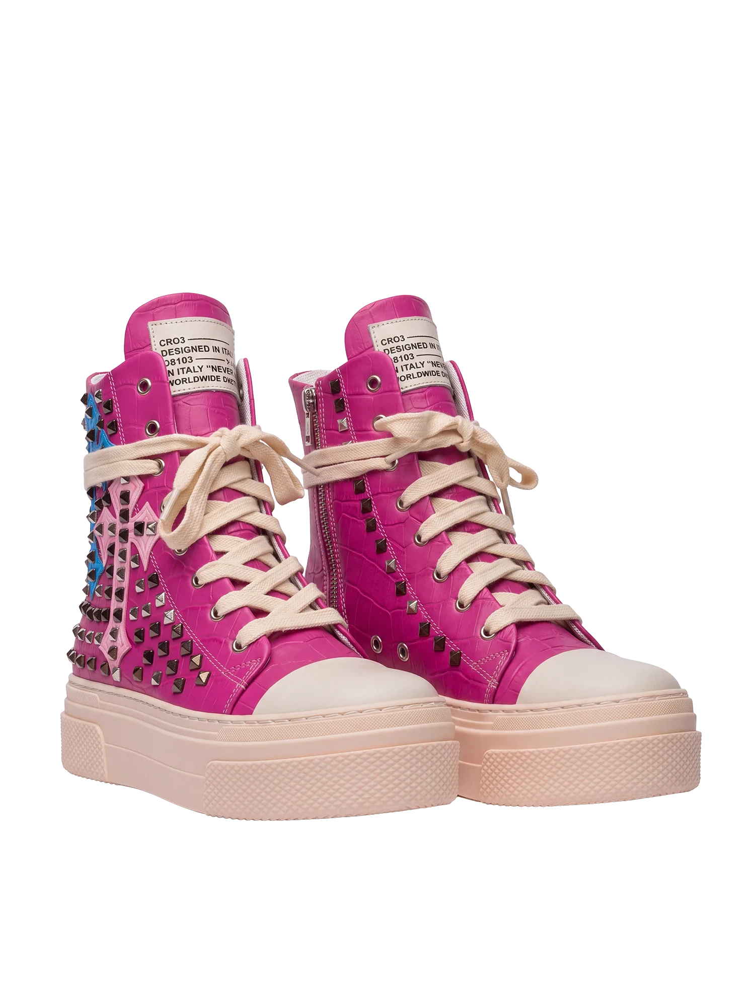 CALIPSO COCO - Fuchsia Cross Studs