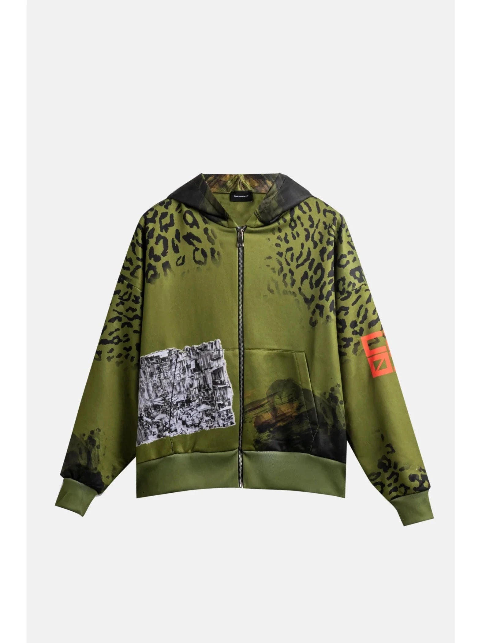 CR03 Creative Safari Zip Hoodie – Olive Green Sublimation