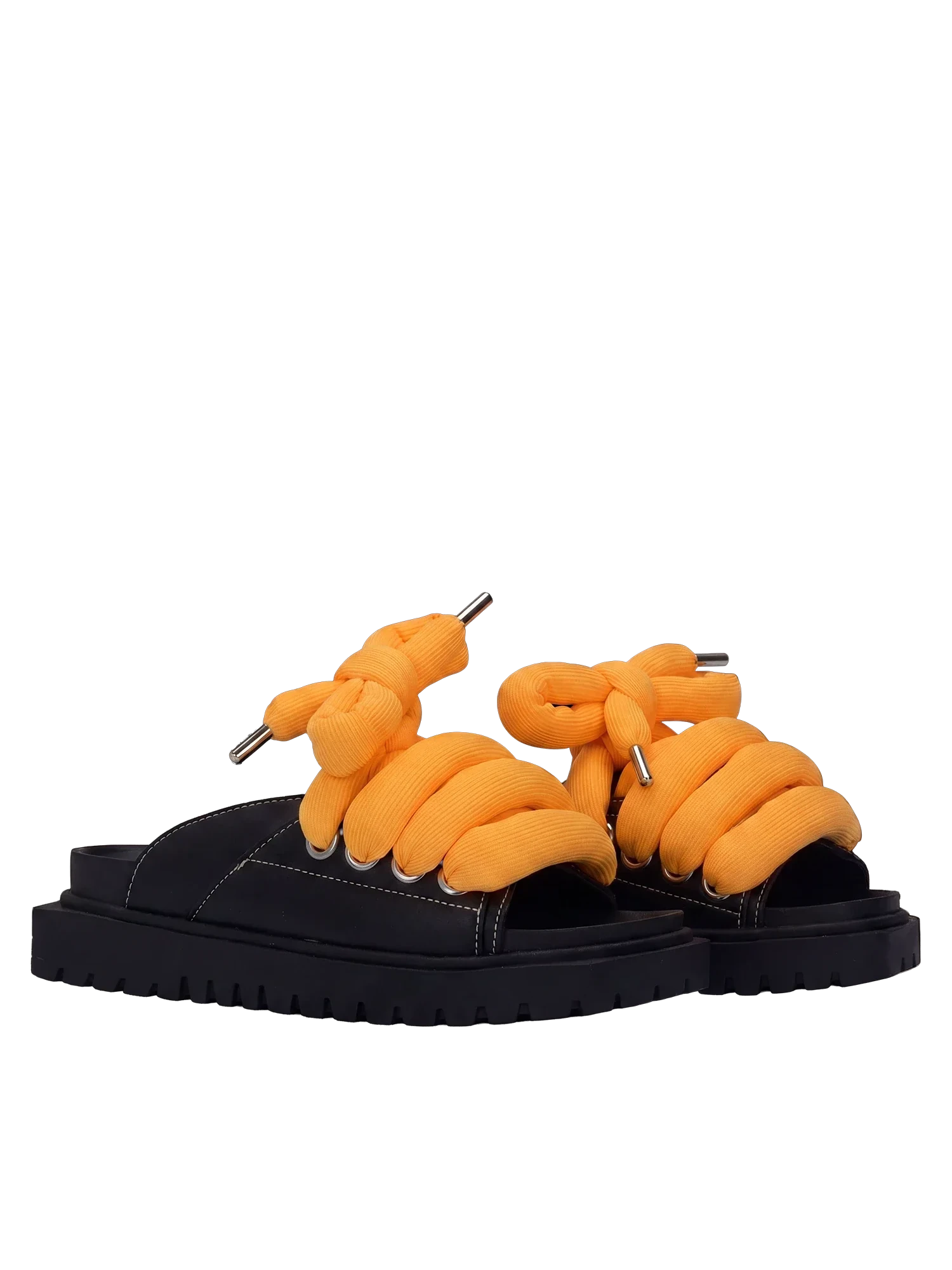 Sandal - Leather Black - TB Orange