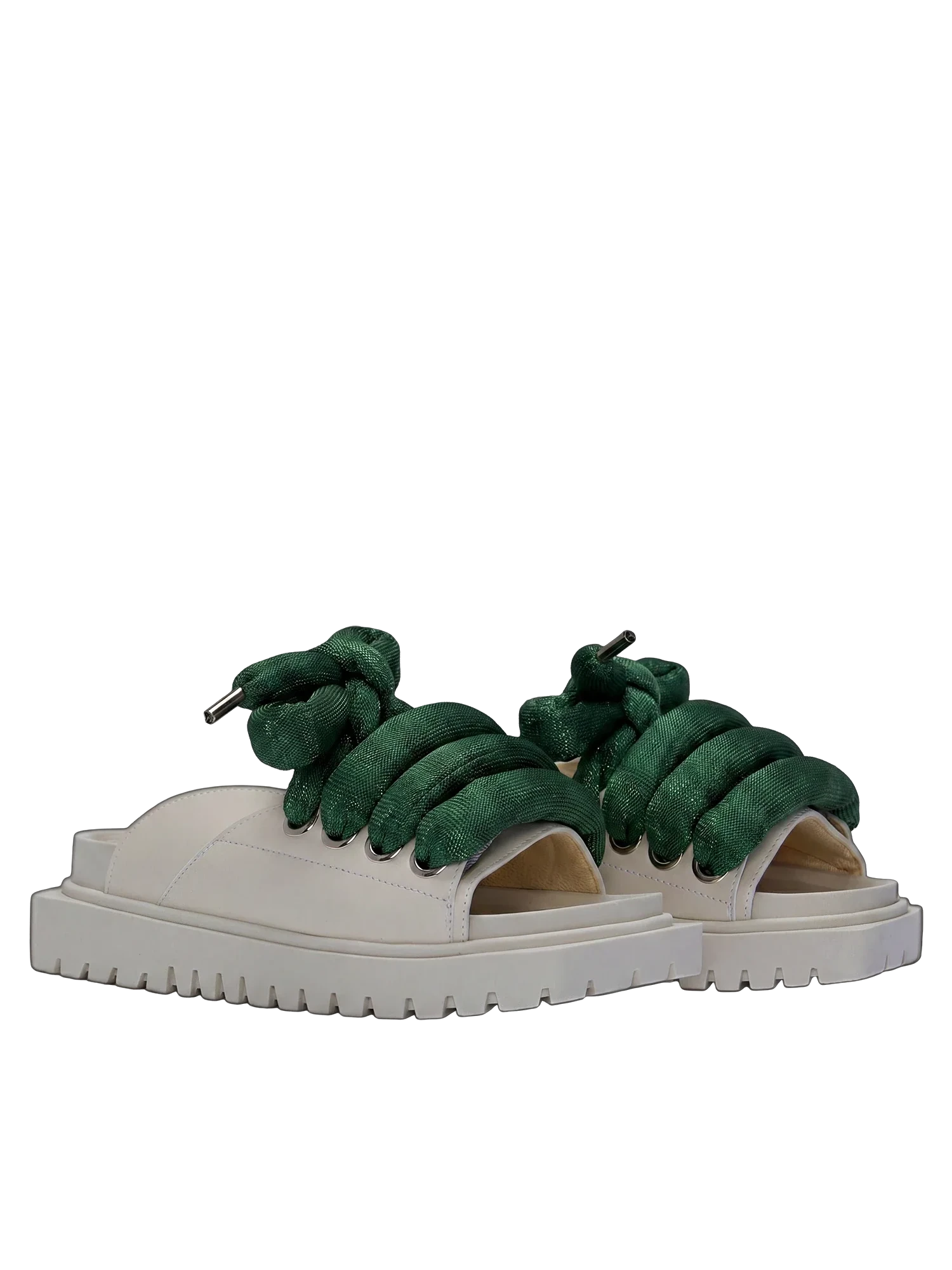 Sandal - Cream Leather - LT Green