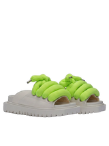 Sandal - Cream Leather - TB Acid Green