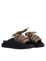 Sandal - Black Leather - TB Leopard
