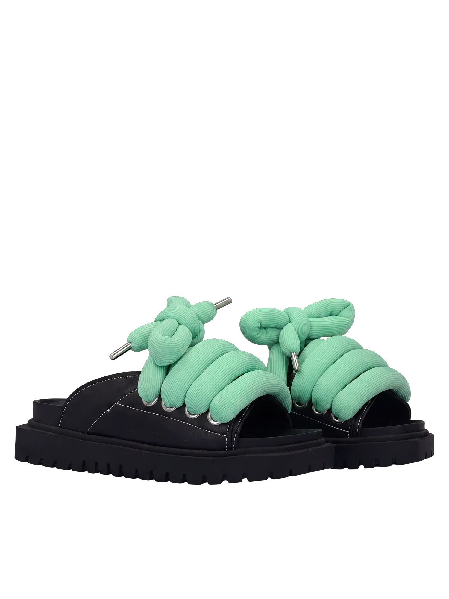 Sandal - Black Leather - TB Emerald