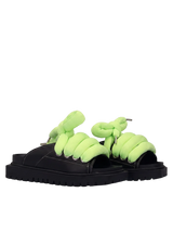 Sandal - Black Leather - TB Acid Green