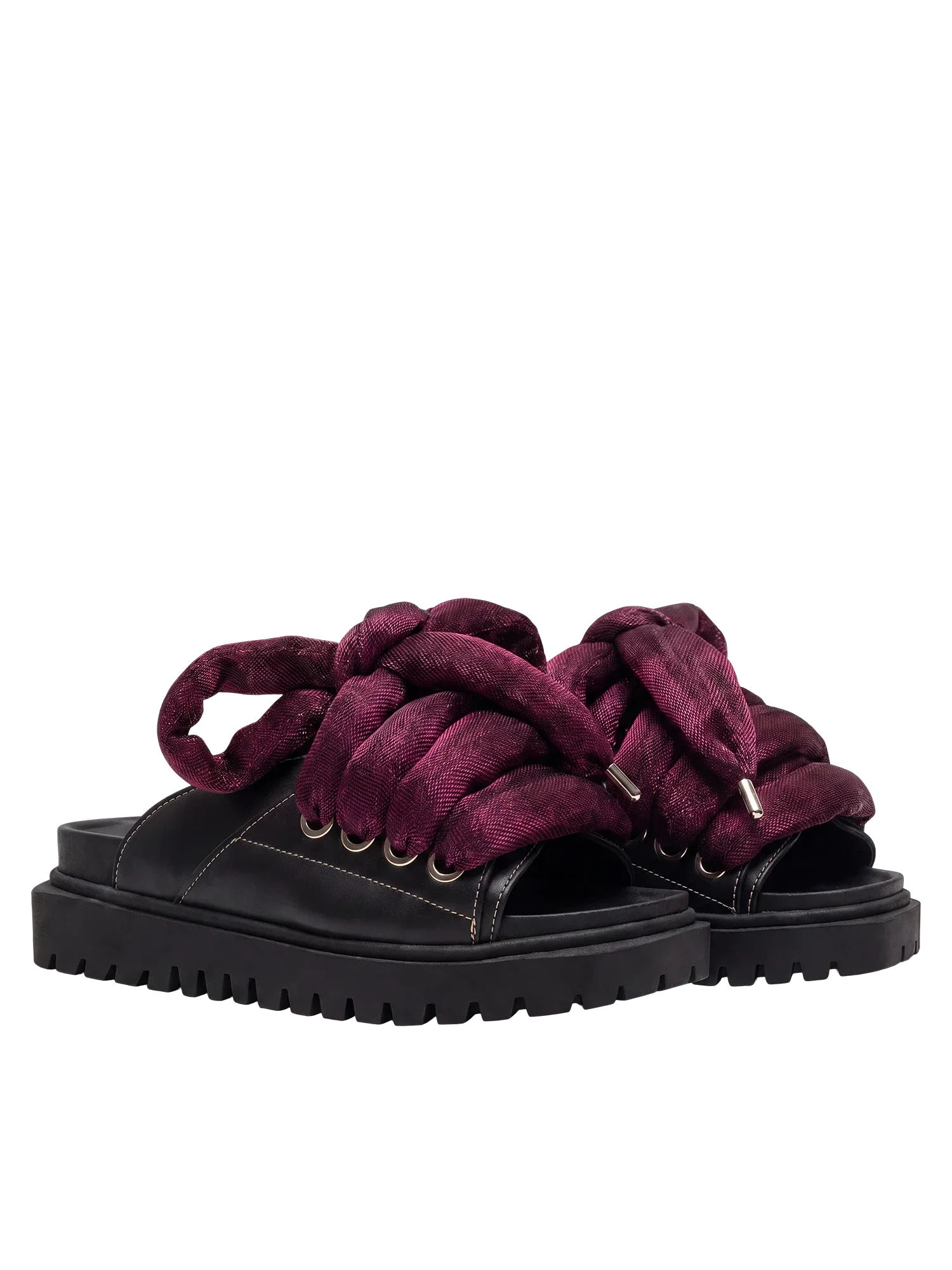 Sandal - Black Leather - LT Violet