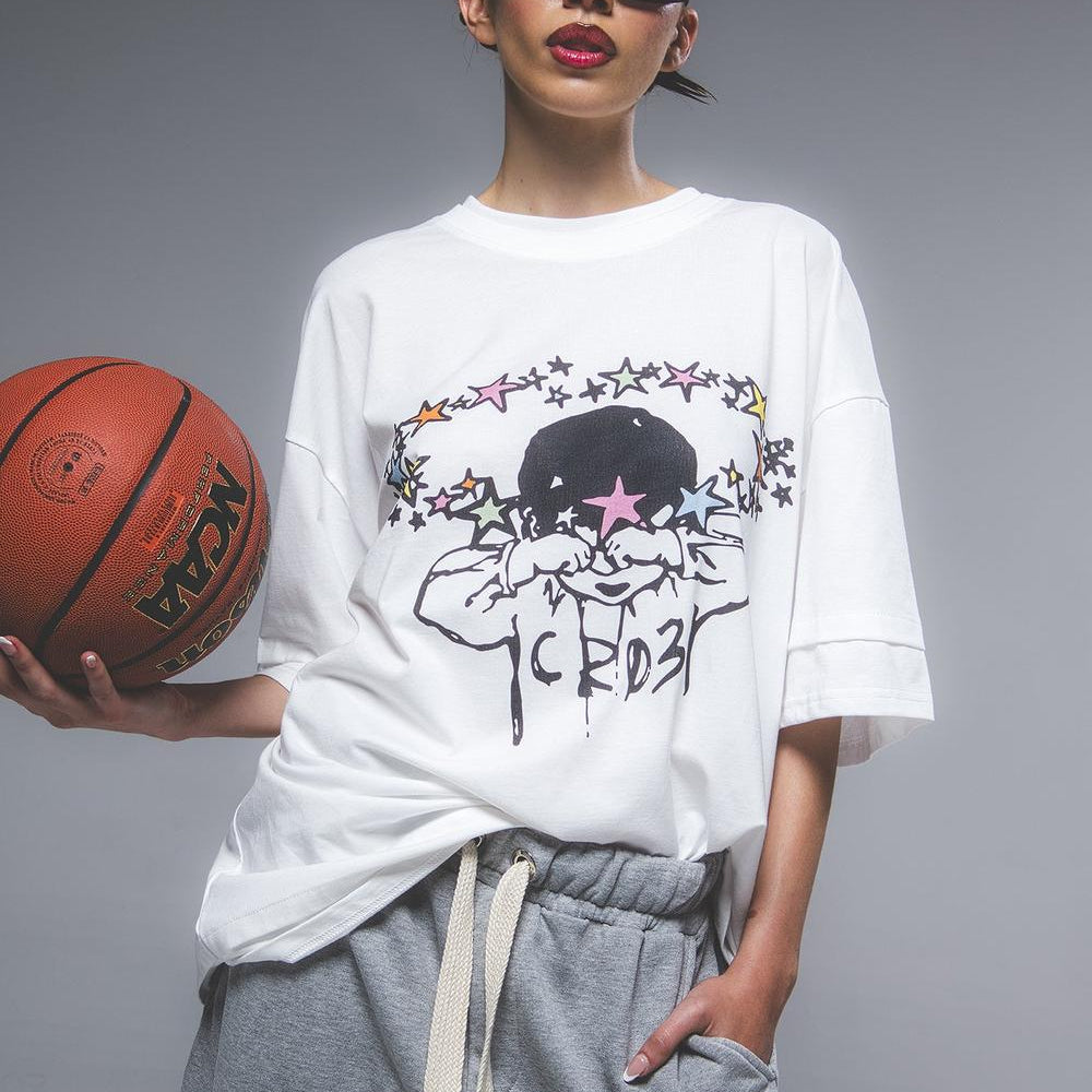 "Squint" White T-shirt-T-shirt-CRISTIANZEROTRE