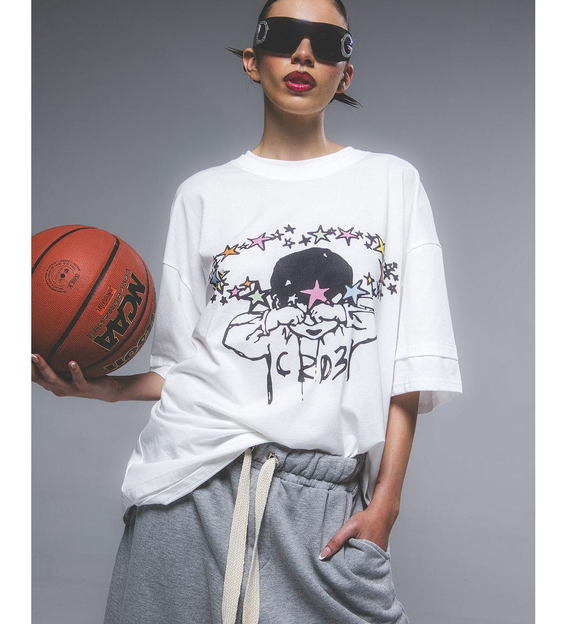 "Squint" White T-shirt-T-shirt-CRISTIANZEROTRE