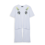 White Knotted Cat Stars T-Shirt